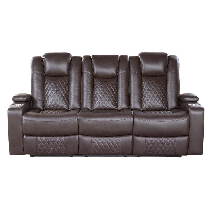 Caelan 2 Piece Power Reclining Sofa Set In Dark Brown 9366Db*2Pwh | Homelegance