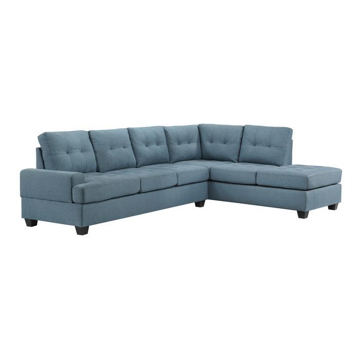 Dunstan 2-Piece Reversible Sectional With Chaise In Blue 9367Bu*Sc | Homelegance