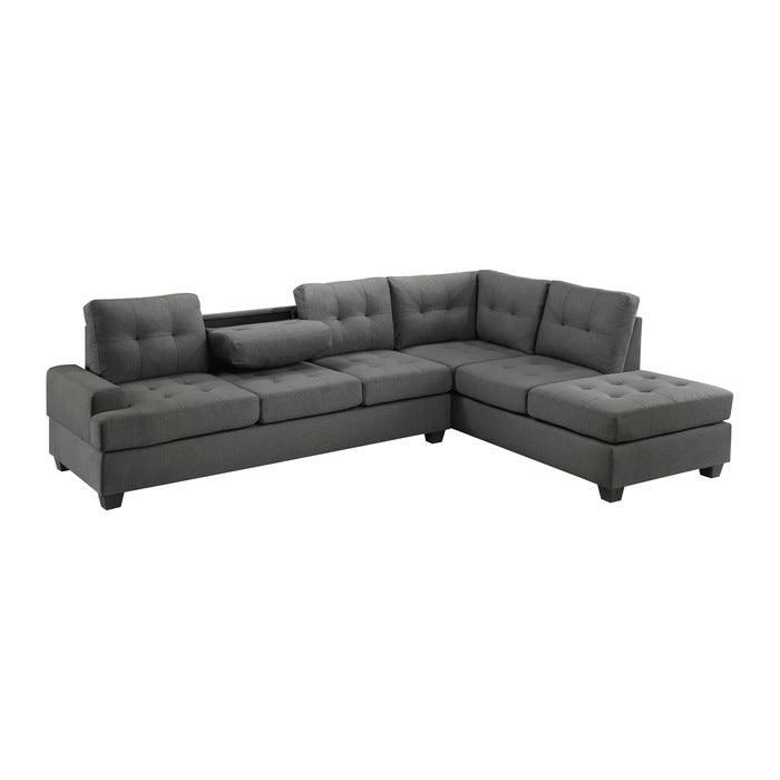 Dunstan 2-Piece Reversible Sectional With Chaise In Dark Gray 9367Dg*Sc | Homelegance