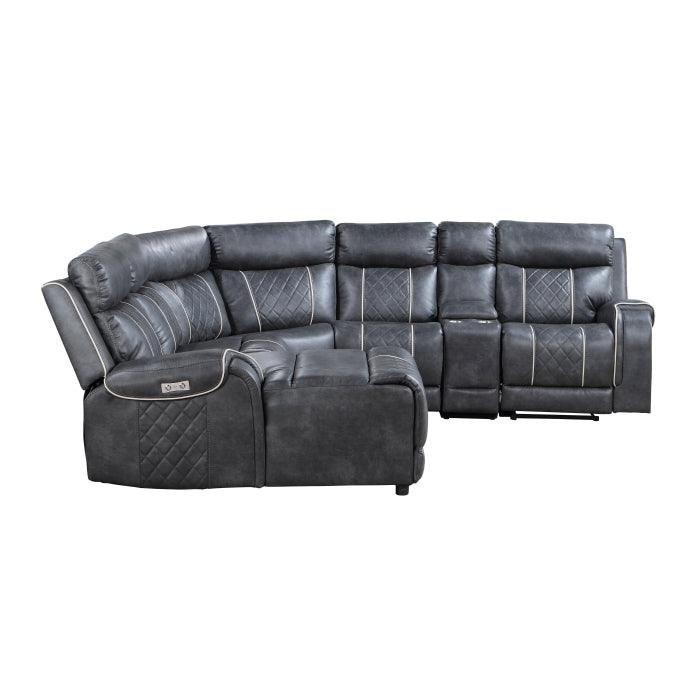 Gabriel 6-Piece Modular Power Reclining Sectional With Left Chaise In Gray 9377Gry*6Lcrrpw | Homelegance