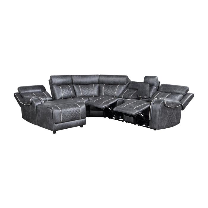 Gabriel 6-Piece Modular Power Reclining Sectional With Left Chaise In Gray 9377Gry*6Lcrrpw | Homelegance