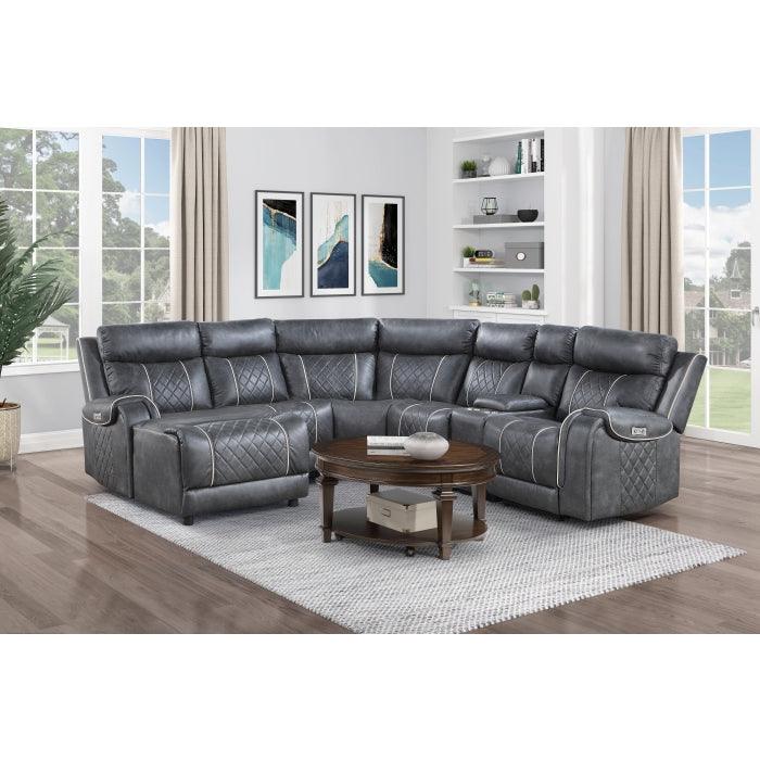 Gabriel 6-Piece Modular Power Reclining Sectional With Left Chaise In Gray 9377Gry*6Lcrrpw | Homelegance