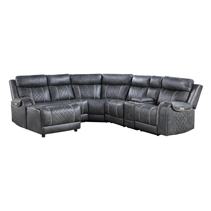 Gabriel 6-Piece Modular Power Reclining Sectional With Left Chaise In Gray 9377Gry*6Lcrrpw | Homelegance