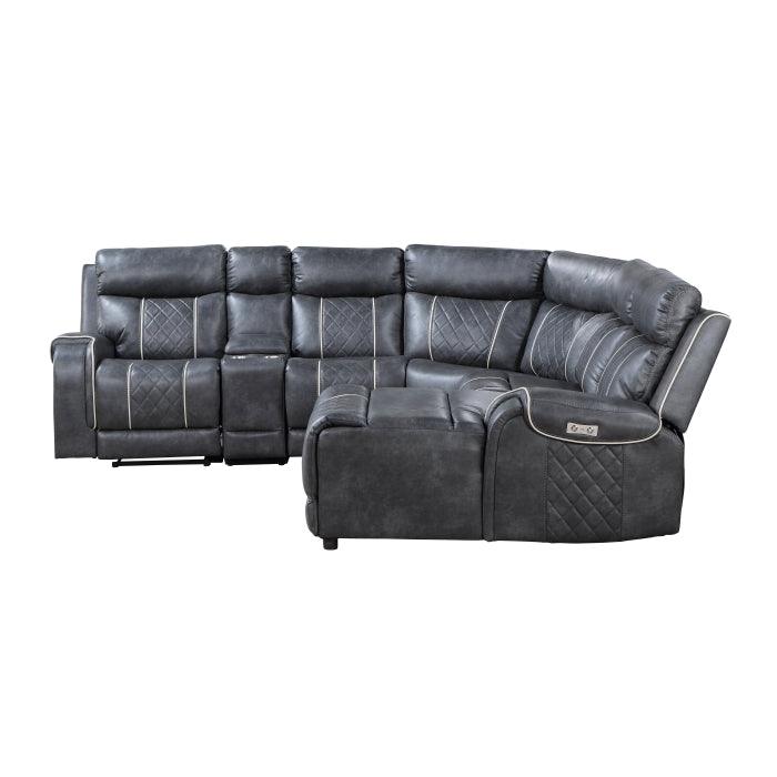 Gabriel 6-Piece Modular Power Reclining Sectional With Right Chaise In Gray 9377Gry*6Lrrcpw | Homelegance