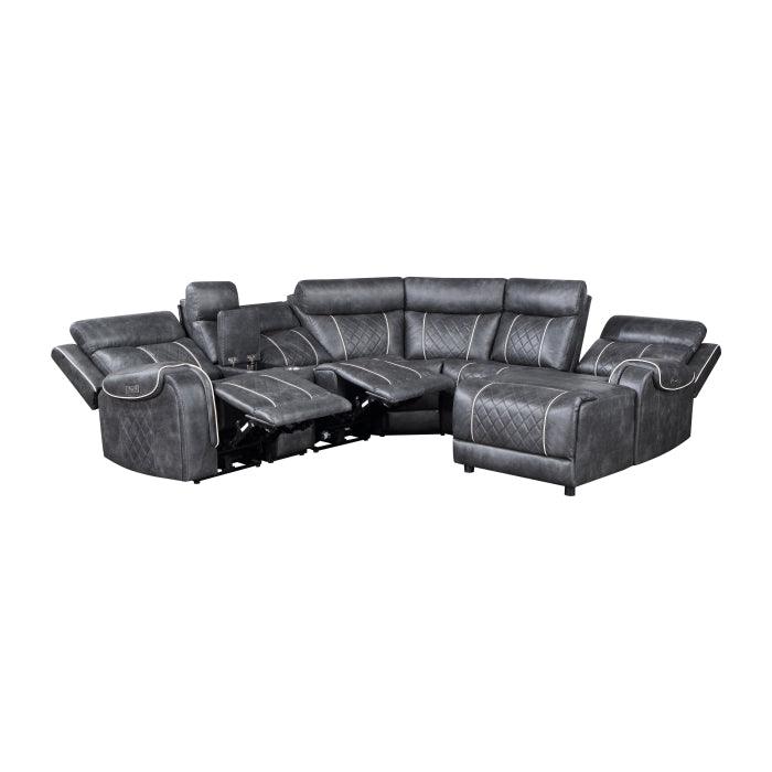 Gabriel 6-Piece Modular Power Reclining Sectional With Right Chaise In Gray 9377Gry*6Lrrcpw | Homelegance
