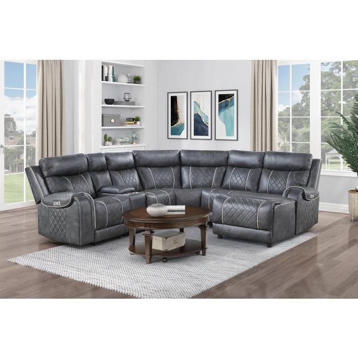 Gabriel 6-Piece Modular Power Reclining Sectional With Right Chaise In Gray 9377Gry*6Lrrcpw | Homelegance