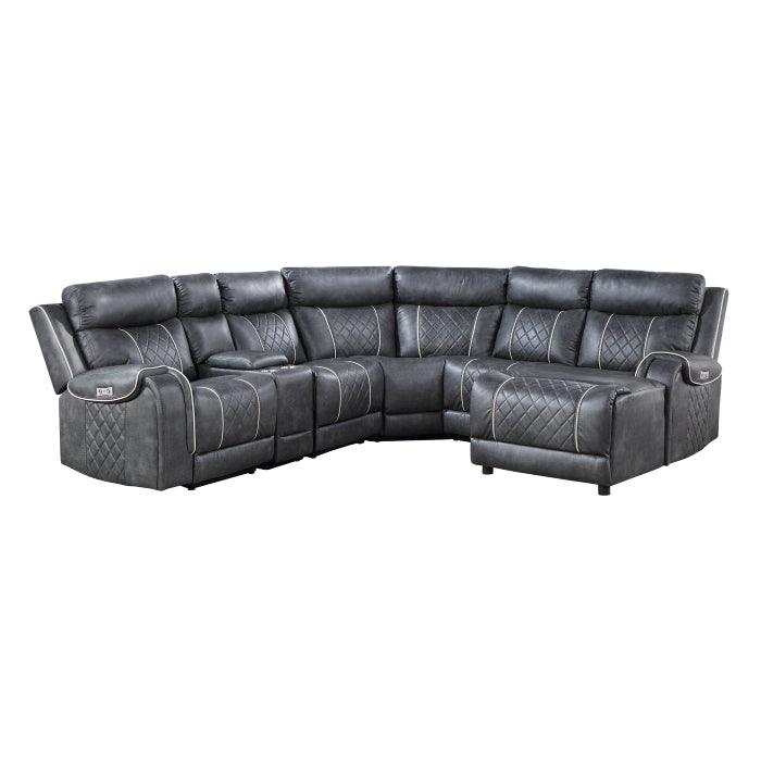 Gabriel 6-Piece Modular Power Reclining Sectional With Right Chaise In Gray 9377Gry*6Lrrcpw | Homelegance