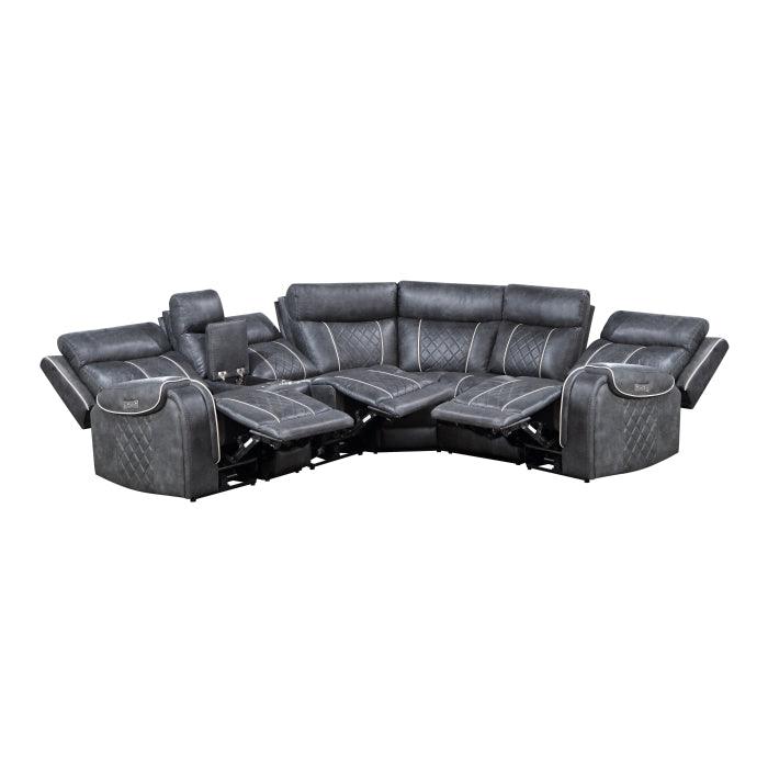 Gabriel 6-Piece Modular Power Reclining Sectional In Gray 9377Gry*6Lrrrpw | Homelegance