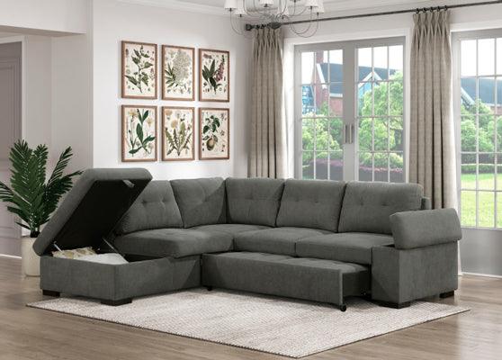 Brooklyn 2-Piece Sectional With Left Chaise In Dark Gray 9390Dg*2Lc2R | Homelegance