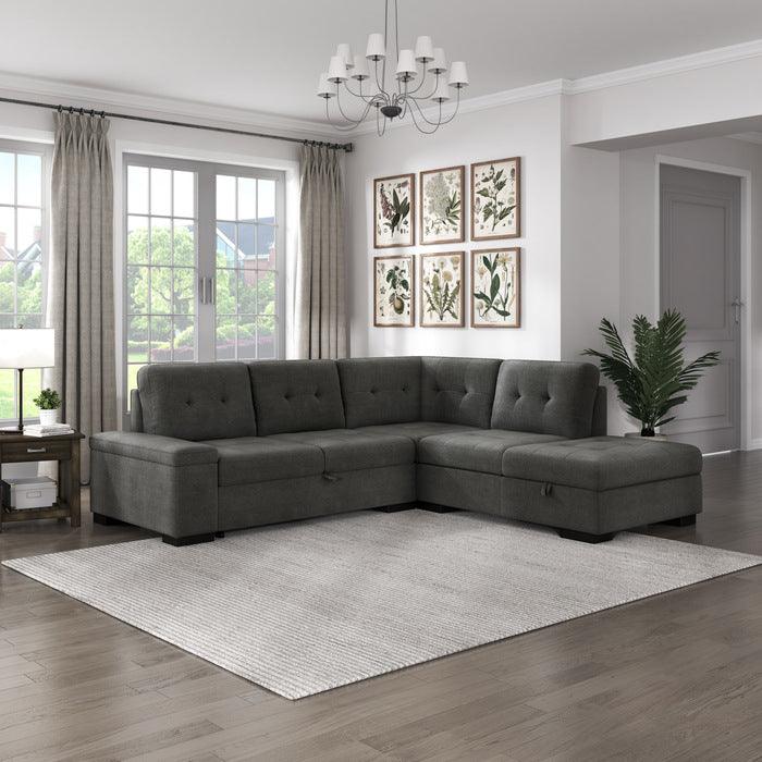 Brooklyn 2-Piece Sectional With Right Chaise In Dark Gray 9390Dg*22Lrc | Homelegance