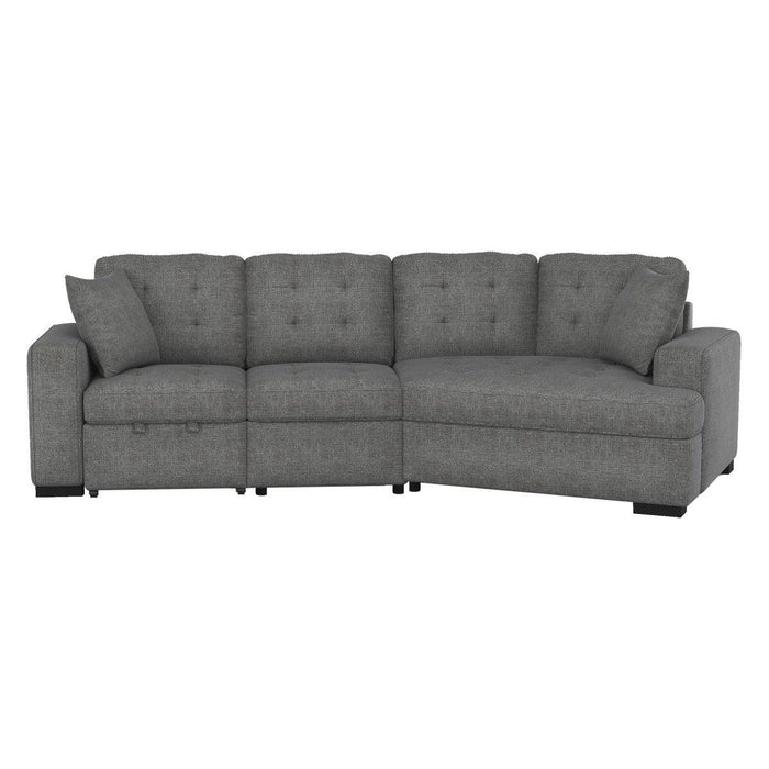 Logansport 2-Piece Sectional With Pull-Out Ottoman 9401Gry-22Lru | Homelegance