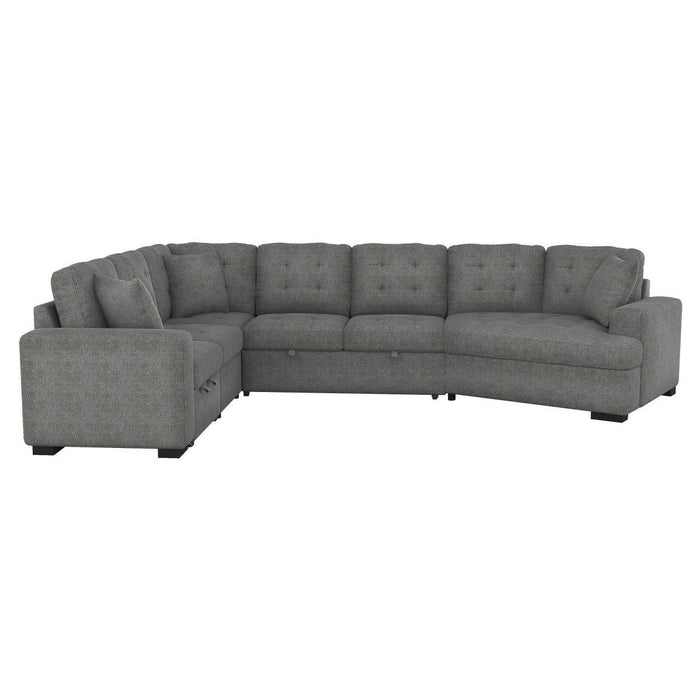 Logansport 4-Piece Sectional With Pull-Out Ottoman 9401Gry-42Lru | Homelegance