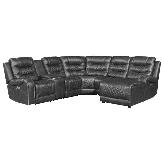 Putnam 6-Piece Modular Power Reclining Sectional With Right Chaise In Gray 9405Gy*6Lrrc | Homelegance