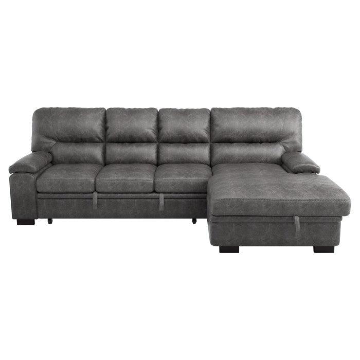 Michigan 2-Piece Sectional With Pull-Out Bed And Right Chaise With Hidden Storage In Dark Gray 9407Dg*2Rc3L | Homelegance