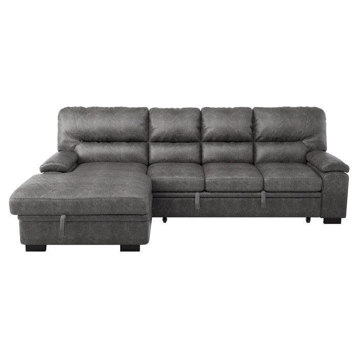 Michigan 2-Piece Sectional With Pull-Out Bed And Left Chaise With Hidden Storage In Dark Gray 9407Dg*2Lc3R | Homelegance