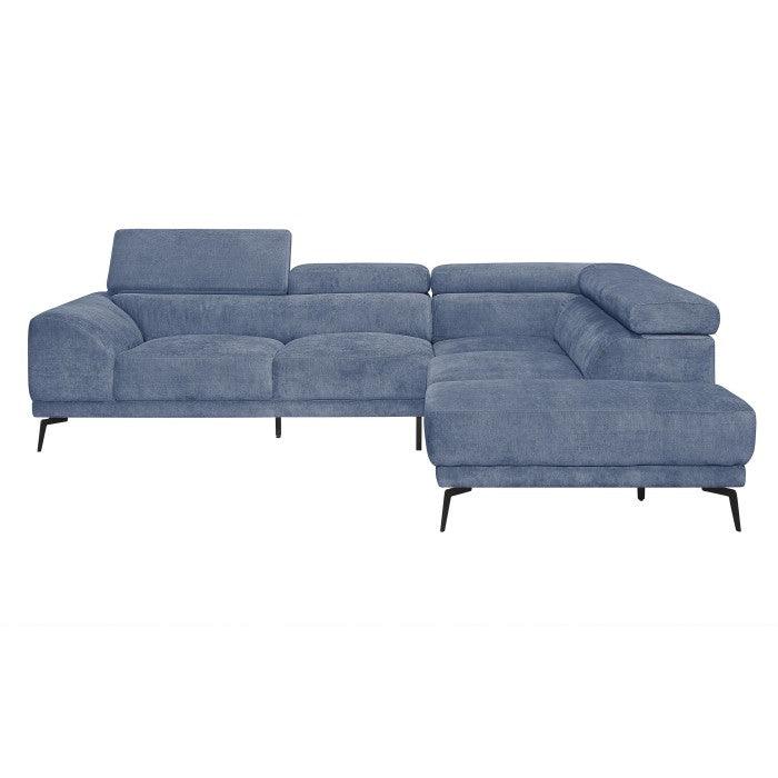 Medora 2-Piece Sectional With Right Chaise In Blue 9409Bue*Sc | Homelegance