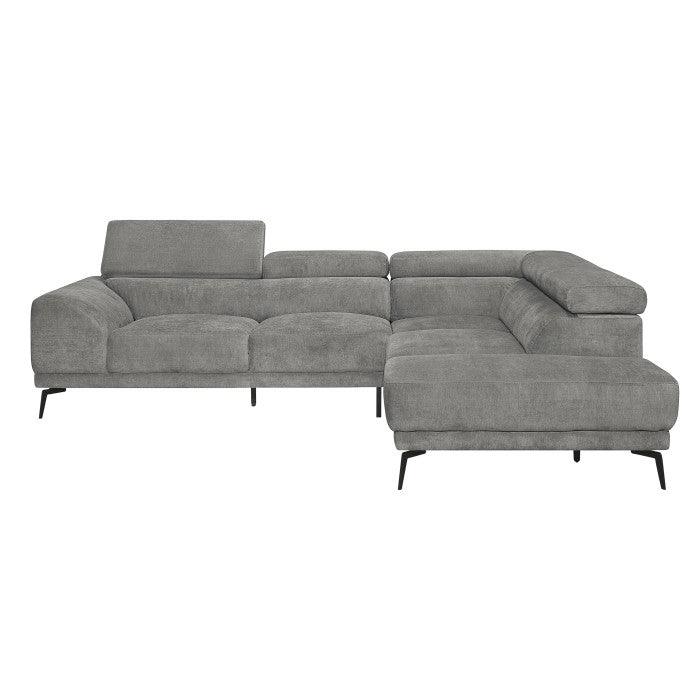Medora 2-Piece Sectional With Right Chaise In Gray 9409Gry*Sc | Homelegance