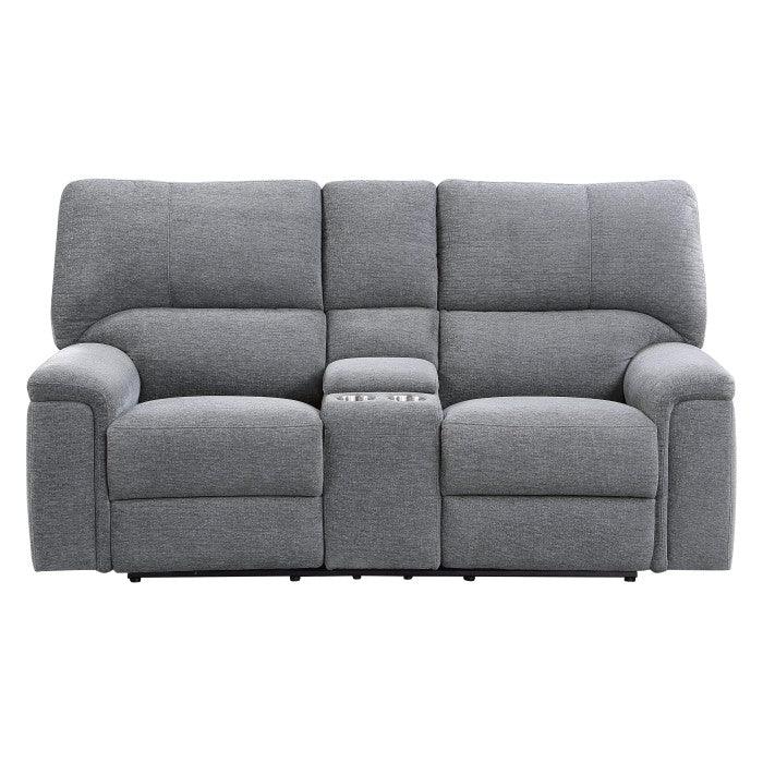 Dickinson Double Reclining Love Seat With Center Console In Charcoal 9413Cc-2 | Homelegance