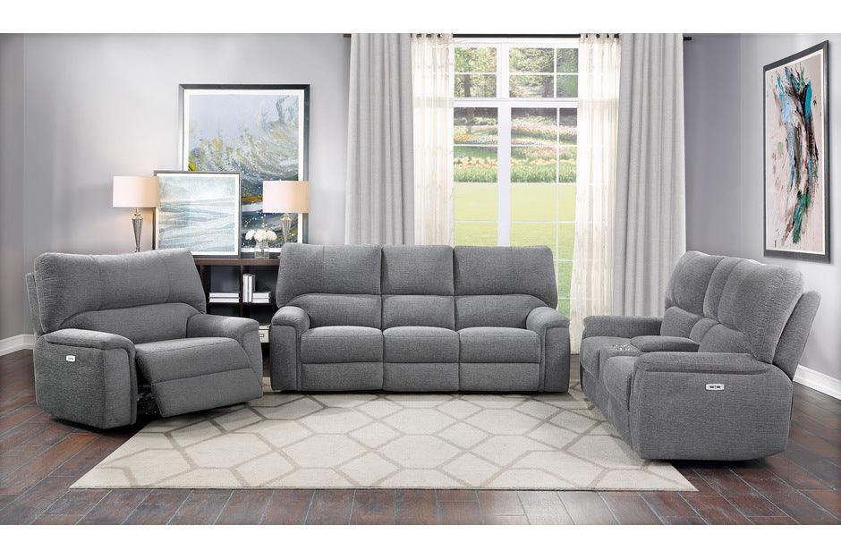 Dickinson 3 Piece Power Double Reclining Living Room Set In Charcoal 9413Cc-3Pwh-2-1 | Homelegance