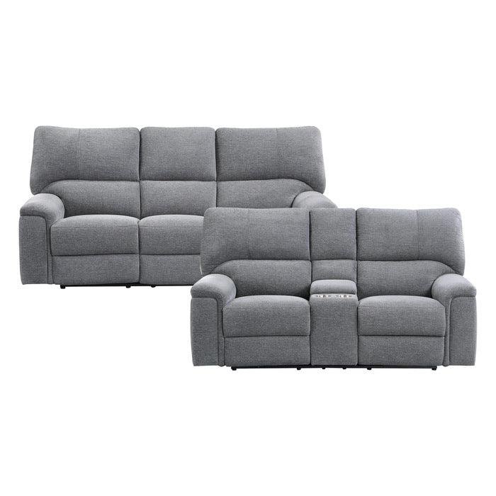 Dickinson 2 Piece Double Reclining Sofa Set In Charcoal 9413Cc*2 | Homelegance
