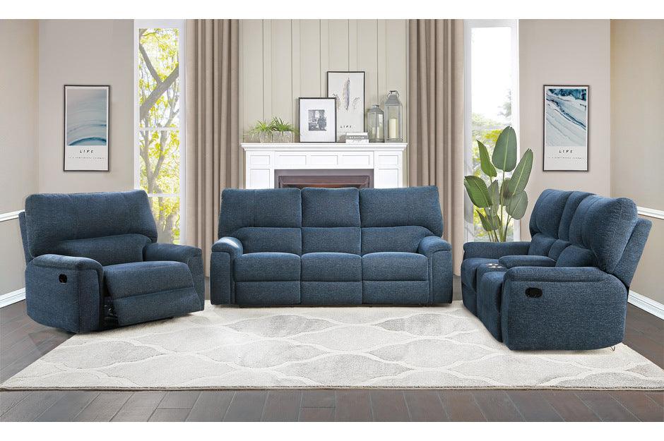 Dickinson 3 Piece Double Reclining Living Room Set In Indigo 9413In-3-2-1 | Homelegance