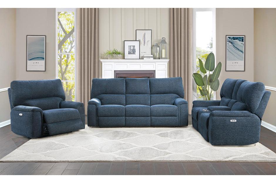 Dickinson 3 Piece Power Double Reclining Living Room Set In Indigo 9413In-3Pwh-2-1 | Homelegance