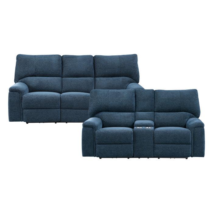Dickinson 2 Piece Double Reclining Sofa Set In Indigo 9413In*2 | Homelegance