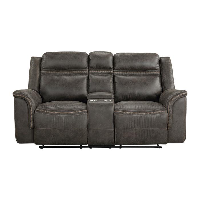 Boise Double Reclining Love Seat With Center Console In Brown 9426-2 | Homelegance