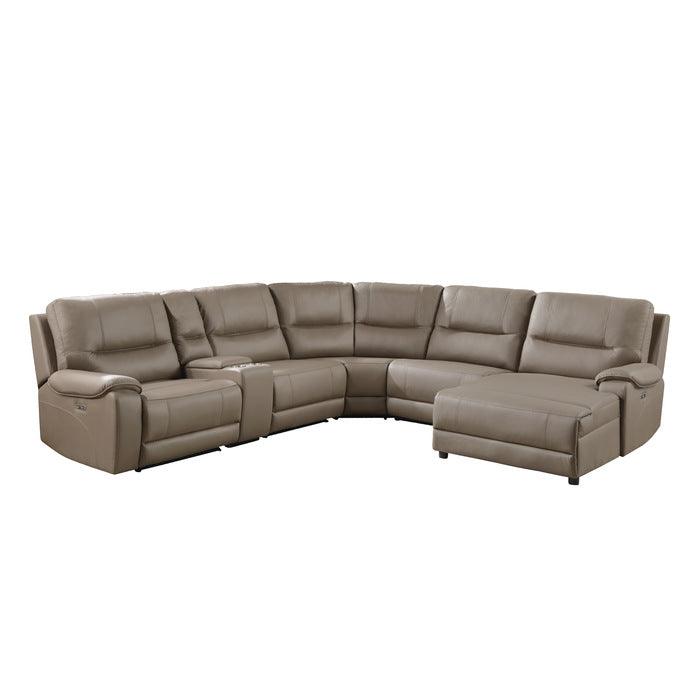 Legrande 6-Piece Modular Power Reclining Sectional With Power Headrest And Right Chaise In Taupe 9429Tp*6Rclrpwh | Homelegance