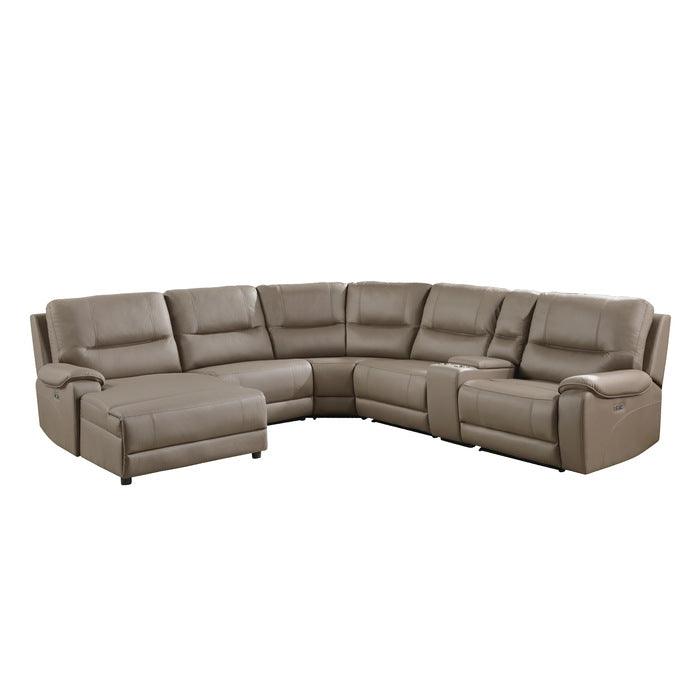 Legrande 6-Piece Modular Power Reclining Sectional With Power Headrest And Left Chaise In Taupe 9429Tp*6Lcrrpwh | Homelegance