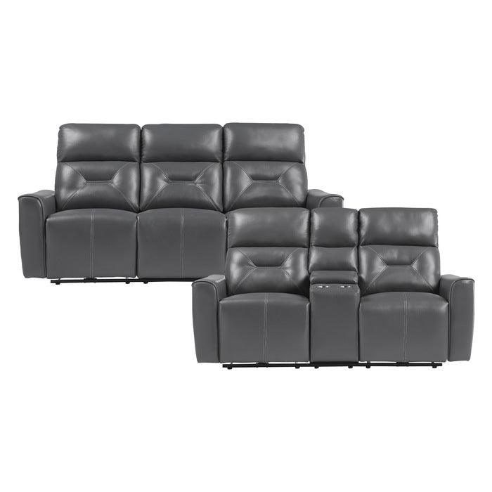 Burwell 2 Piece Double Reclining Sofa Set In Dark Gray 9446Gy*2Pw | Homelegance