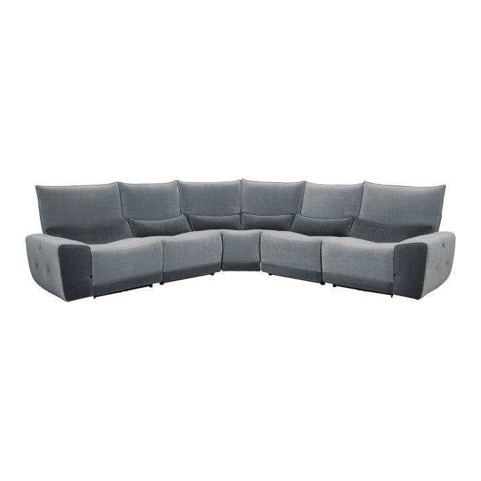 Helix 5-Piece Power Reclining Sectional In Gray 9459Gy*5Scpw | Homelegance