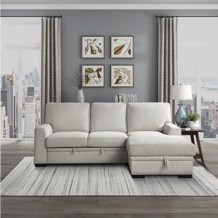Morelia 2-Piece Sectional With Pull-Out Bed And Right Chaise With Hidden Storage In Beige 9468Be*2Rc2L | Homelegance