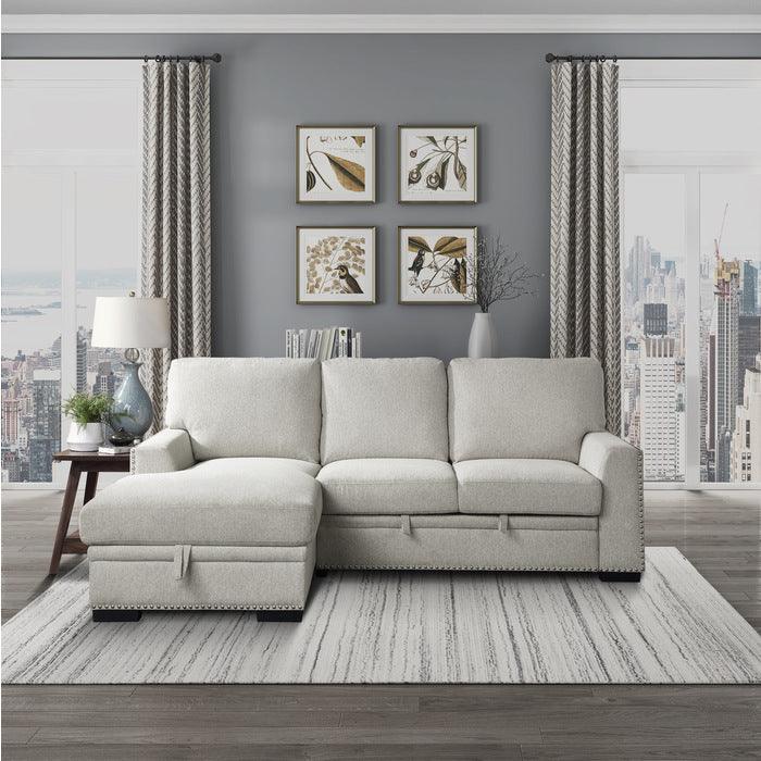 Morelia 2-Piece Sectional With Pull-Out Bed And Left Chaise With Hidden Storage In Beige 9468Be*2Lc2R | Homelegance