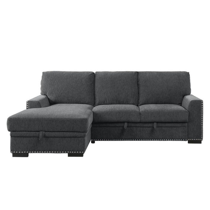 Morelia 2 Piece Sectional With Pull-Out Bed And Left Chaise With Hidden Storage In Charcoal 9468Cc*2Lc2R | Homelegance