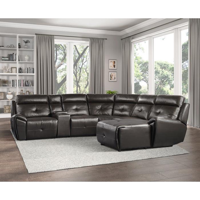 Avenue 6-Piece Modular Reclining Sectional With Right Chaise In Dark Brown 9469Dbr*6Lrrc | Homelegance