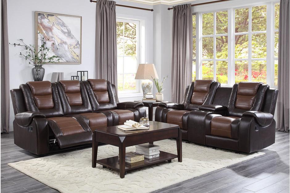 Briscoe 2 Piece Double Reclining Sofa Set In Dark Brown 9470Br-3-2 | Homelegance