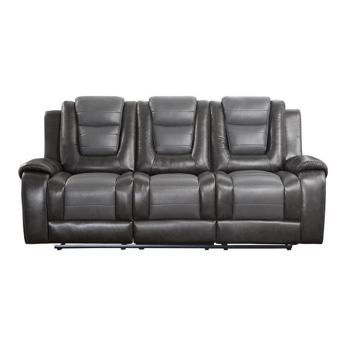 Briscoe Double Reclining Sofa With Drop-Down Cup Holders In Dark Gray 9470Gy-3 | Homelegance