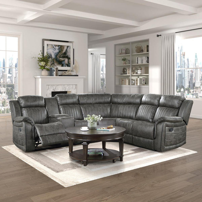 Centeroak 3-Piece Reclining Sectional 9479Brg*Sc | Homelegance