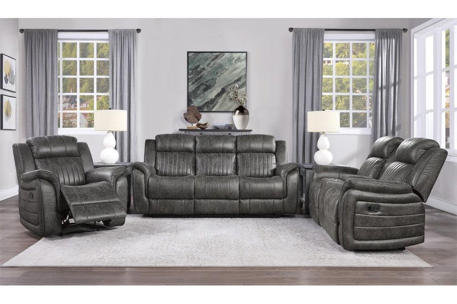 Centeroak 3 Piece Double Reclining Sofa Set In Gray 9479Brg-3-2-1 | Homelegance