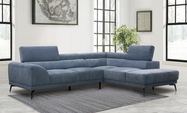 Medora 2-Piece Sectional With Right Chaise In Blue 9409Bue*Sc | Homelegance