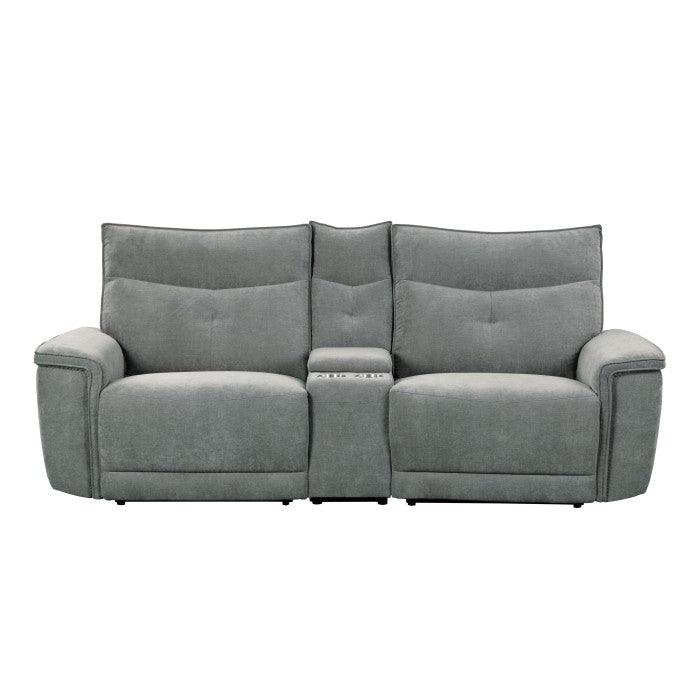 Tesoro Power Double Reclining Love Seat With Center Console And Power Headrests In Dark Gray 9509Dg-2Cnpwh* | Homelegance