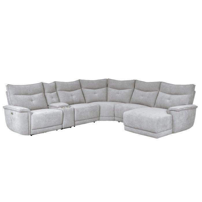 Tesoro 6-Piece Modular Power Reclining Sectional With Power Headrest And Right Chaise In Gray 9509Mgy*6Lrpwh5R | Homelegance