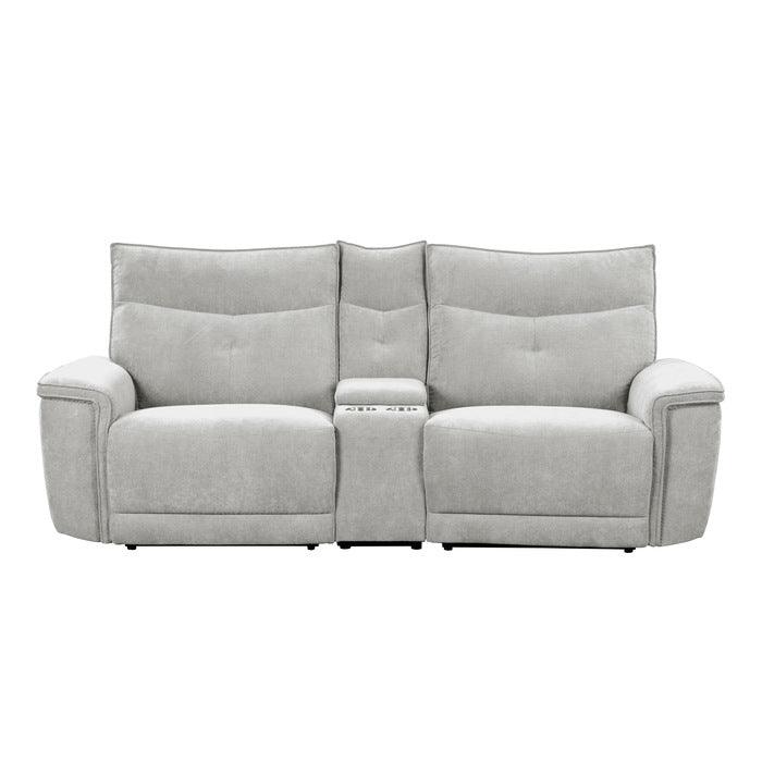Tesoro Power Double Reclining Love Seat With Center Console And Power Headrests In Gray 9509Mgy-2Cnpwh* | Homelegance