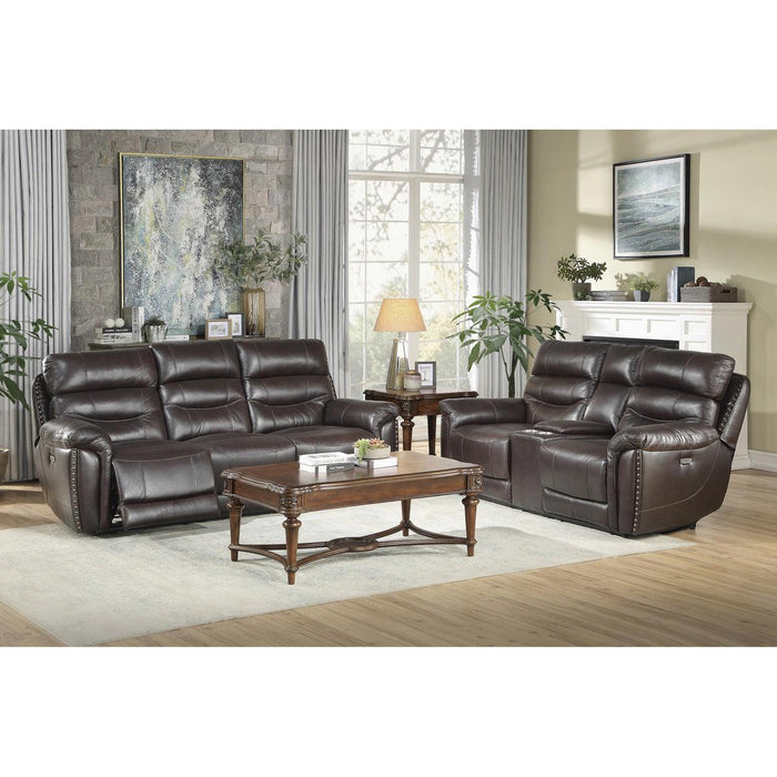 Lance Power Reclining Sofa With Power Headrests In Brown by - 9527Brw-3Pwh | Homelegance