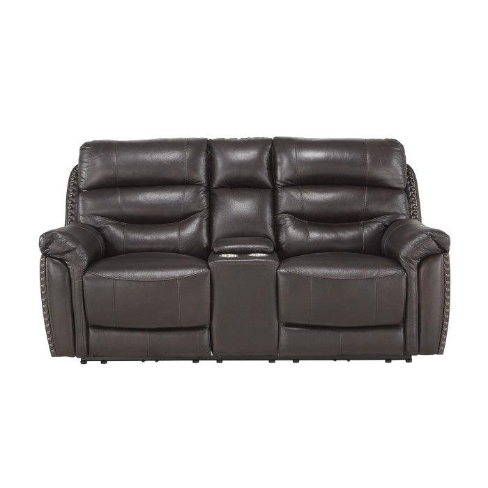 Lance Power Double Reclining Love Seat With Center Console, Power Headrests And Usb Ports In Brown 9527Brw-2Pwh | Homelegance