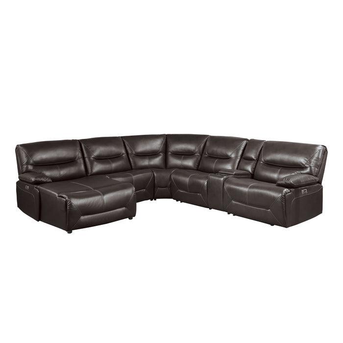 Dyersburg 6-Piece Power Reclining Sectional With Left Chaise In Brown 9579Brw*6Lcrrpw | Homelegance