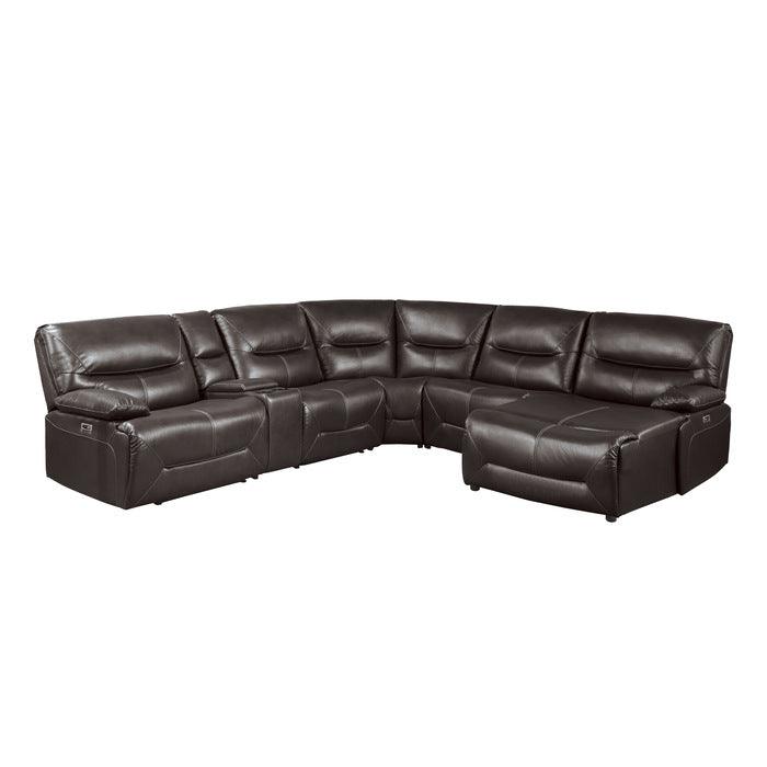 Dyersburg 6-Piece Power Reclining Sectional With Right Chaise In Brown 9579Brw*6Lrrcpw | Homelegance
