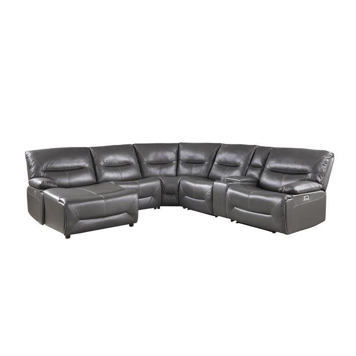 Dyersburg 6-Piece Power Reclining Sectional With Left Chaise In Gray 9579Gry*6Lcrrpw | Homelegance