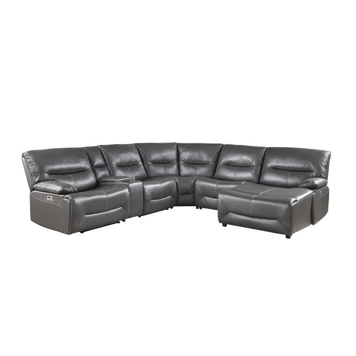 Dyersburg 6-Piece Power Reclining Sectional With Right Chaise In Gray 9579Gry*6Lrrcpw | Homelegance